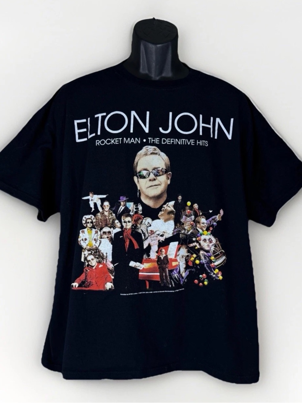 Elton John Rocket Man The Definitive Hits Tour 2008 Black Anvil Boxes Fit Tee XL